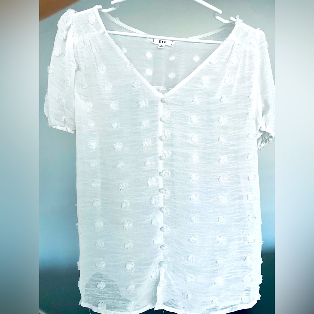 E&M White Sheer Bubble Top